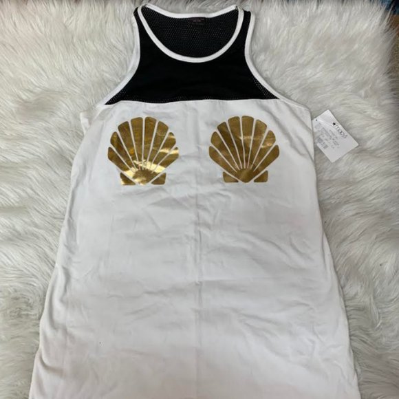 Material Girl Juniors Dress Mesh Inset Printed Tank - Picture 2 of 3